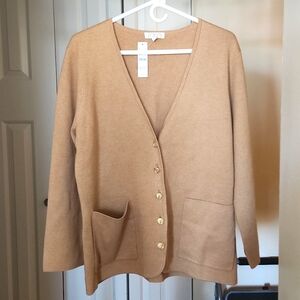 J crew Giselle V neck Sweater blazer tan color size M